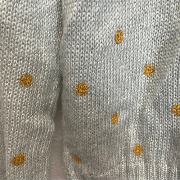 Wooden Ships Slate Gray & Gold Polka Dot Mohair Wool Blend Long Sleeve Sweater - Picture 7 of 9